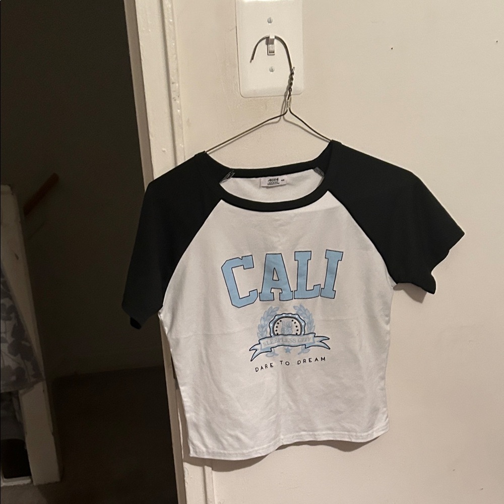 Ardene Kids Raglan Tee - Black and White with Blue Print